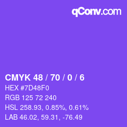 Color code: CMYK 48 / 70 / 0 / 6 | qconv.com