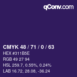 Código de color: CMYK 48 / 71 / 0 / 63 | qconv.com