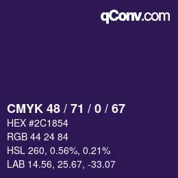 Color code: CMYK 48 / 71 / 0 / 67 | qconv.com
