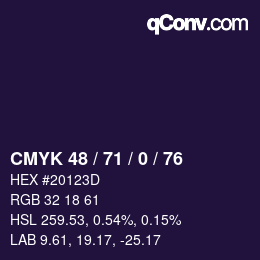 カラーコード: CMYK 48 / 71 / 0 / 76 | qconv.com