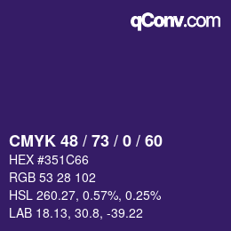 Color code: CMYK 48 / 73 / 0 / 60 | qconv.com