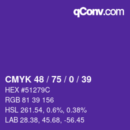 Color code: CMYK 48 / 75 / 0 / 39 | qconv.com