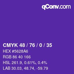 Color code: CMYK 48 / 76 / 0 / 35 | qconv.com