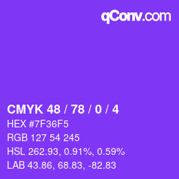 Farbcode: CMYK 48 / 78 / 0 / 4 | qconv.com