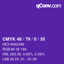 カラーコード: CMYK 48 / 79 / 0 / 35 | qconv.com