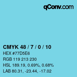 颜色代码: CMYK 48 / 7 / 0 / 10 | qconv.com