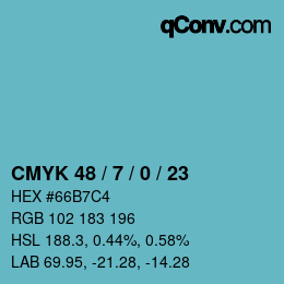 颜色代码: CMYK 48 / 7 / 0 / 23 | qconv.com