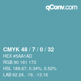 カラーコード: CMYK 48 / 7 / 0 / 32 | qconv.com
