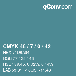 Color code: CMYK 48 / 7 / 0 / 42 | qconv.com