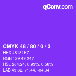 Color code: CMYK 48 / 80 / 0 / 3 | qconv.com