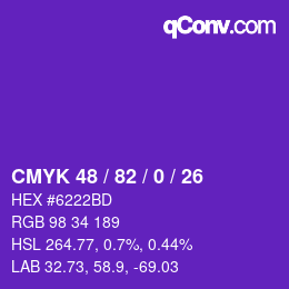 カラーコード: CMYK 48 / 82 / 0 / 26 | qconv.com