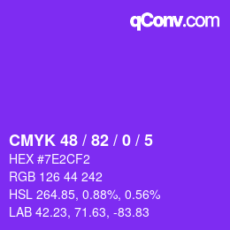 Código de color: CMYK 48 / 82 / 0 / 5 | qconv.com