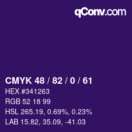 Color code: CMYK 48 / 82 / 0 / 61 | qconv.com
