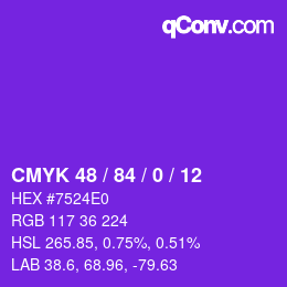 颜色代码: CMYK 48 / 84 / 0 / 12 | qconv.com