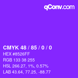 Farbcode: CMYK 48 / 85 / 0 / 0 | qconv.com