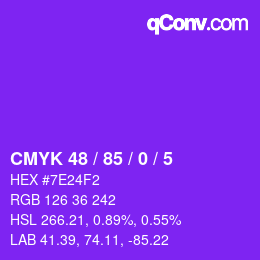 Color code: CMYK 48 / 85 / 0 / 5 | qconv.com
