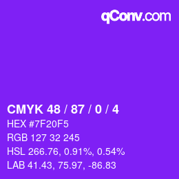 Color code: CMYK 48 / 87 / 0 / 4 | qconv.com