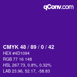 カラーコード: CMYK 48 / 89 / 0 / 42 | qconv.com