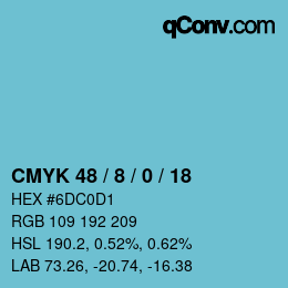 颜色代码: CMYK 48 / 8 / 0 / 18 | qconv.com