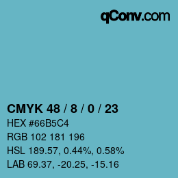 Color code: CMYK 48 / 8 / 0 / 23 | qconv.com