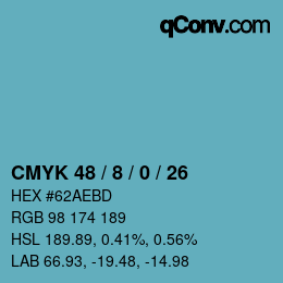 カラーコード: CMYK 48 / 8 / 0 / 26 | qconv.com