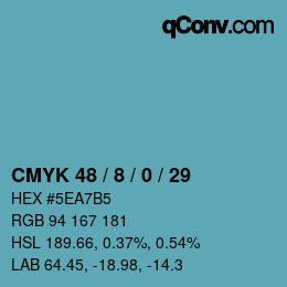 Color code: CMYK 48 / 8 / 0 / 29 | qconv.com