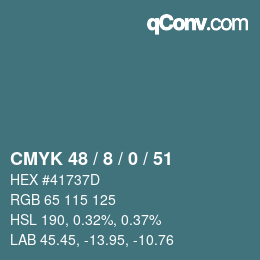 カラーコード: CMYK 48 / 8 / 0 / 51 | qconv.com