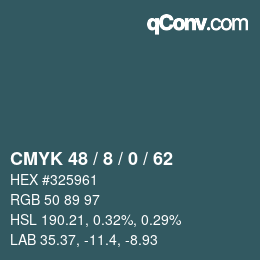 Color code: CMYK 48 / 8 / 0 / 62 | qconv.com
