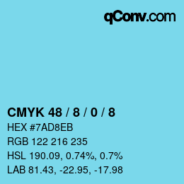 Código de color: CMYK 48 / 8 / 0 / 8 | qconv.com