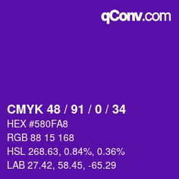 颜色代码: CMYK 48 / 91 / 0 / 34 | qconv.com