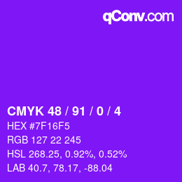 Color code: CMYK 48 / 91 / 0 / 4 | qconv.com