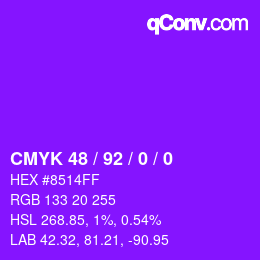 Color code: CMYK 48 / 92 / 0 / 0 | qconv.com