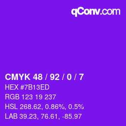 Color code: CMYK 48 / 92 / 0 / 7 | qconv.com