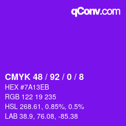 カラーコード: CMYK 48 / 92 / 0 / 8 | qconv.com