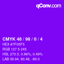 Color code: CMYK 48 / 98 / 0 / 4 | qconv.com