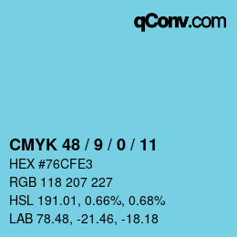 Código de color: CMYK 48 / 9 / 0 / 11 | qconv.com