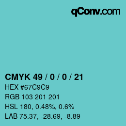 Color code: CMYK 49 / 0 / 0 / 21 | qconv.com