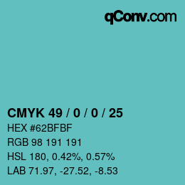 Color code: CMYK 49 / 0 / 0 / 25 | qconv.com