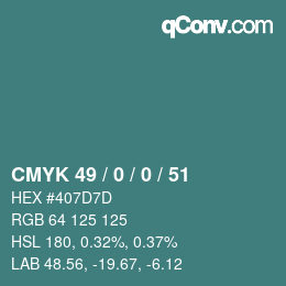 Color code: CMYK 49 / 0 / 0 / 51 | qconv.com