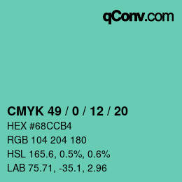 Color code: CMYK 49 / 0 / 12 / 20 | qconv.com
