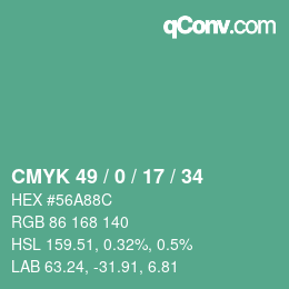 Color code: CMYK 49 / 0 / 17 / 34 | qconv.com