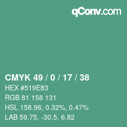 Color code: CMYK 49 / 0 / 17 / 38 | qconv.com