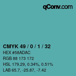 Color code: CMYK 49 / 0 / 1 / 32 | qconv.com