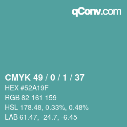 Color code: CMYK 49 / 0 / 1 / 37 | qconv.com