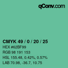 Color code: CMYK 49 / 0 / 20 / 25 | qconv.com