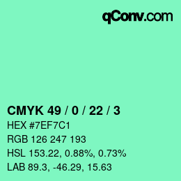 Código de color: CMYK 49 / 0 / 22 / 3 | qconv.com