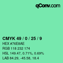 Código de color: CMYK 49 / 0 / 25 / 9 | qconv.com