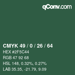 Farbcode: CMYK 49 / 0 / 26 / 64 | qconv.com