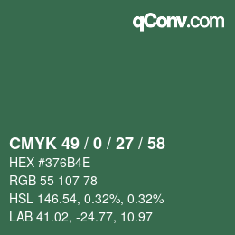 Color code: CMYK 49 / 0 / 27 / 58 | qconv.com