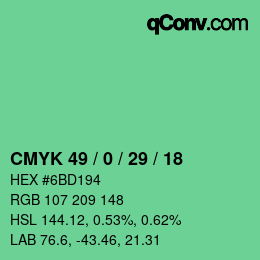 Color code: CMYK 49 / 0 / 29 / 18 | qconv.com